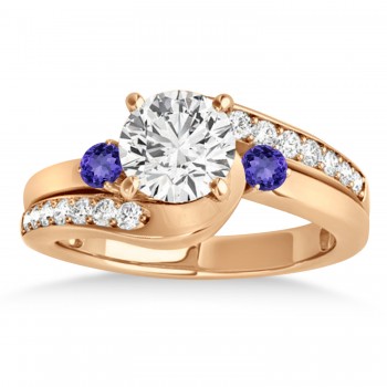 Swirl Design Tanzanite & Diamond Engagement Ring Setting 14k Rose Gold 0.38ct