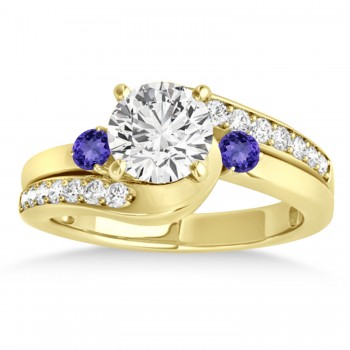 Swirl Design Tanzanite & Diamond Engagement Ring Setting 14k Yellow Gold 0.38ct