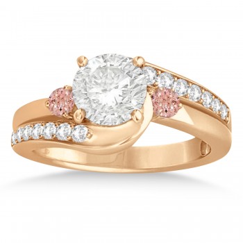 Morganite & Diamond Swirl Engagement Ring & Band Bridal Set 14k Rose Gold 0.58ct