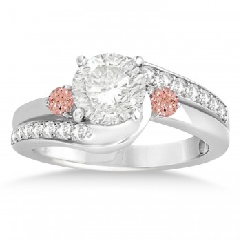 Morganite & Diamond Swirl Engagement Ring & Band Bridal Set Platinum 0.58ct
