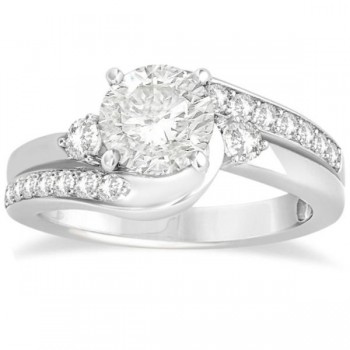 Diamond Swirl Engagement Ring & Band Bridal Set Platinum 0.58ct