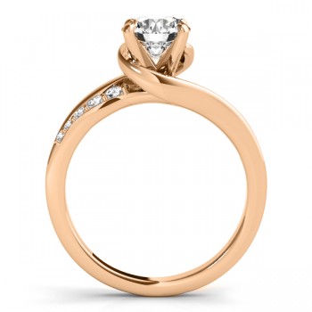 Diamond Engagement Ring Setting Swirl Design in 14k Rose Gold 0.25ct