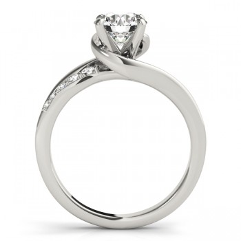 Lab Grown Diamond Engagement Ring Setting Swirl Design in 18k White Gold 0.25ct