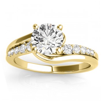 Lab Grown Diamond Swirl Engagement Ring & Band Bridal Set 14k Yellow Gold 0.50ct