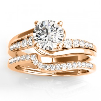 Lab Grown Diamond Swirl Engagement Ring & Band Bridal Set 18k Rose Gold 0.5oct