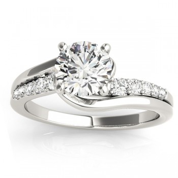 Lab Grown Diamond Swirl Engagement Ring & Band Bridal Set 18k White Gold 0.50ct