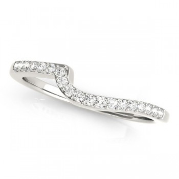 Diamond Accented Contour Shape Wedding Band in 18k White Gold (0.25ct)