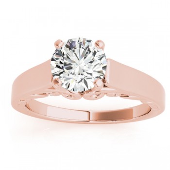 Bridal Antique Solitaire Engagement Ring 14k Rose Gold