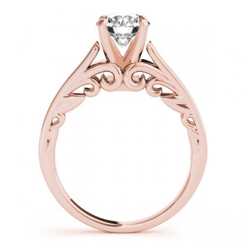 Bridal Antique Solitaire Engagement Ring 14k Rose Gold