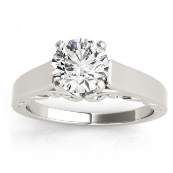 Bridal Antique Solitaire Engagement Ring 14k White Gold