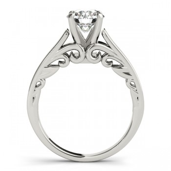 Bridal Antique Solitaire Engagement Ring 18k White Gold