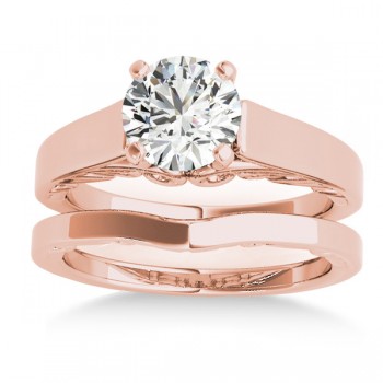 Bridal Antique Solitaire Bridal Set 14k Rose Gold