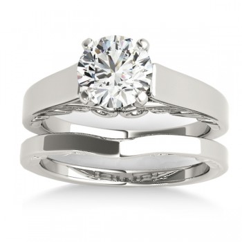 Bridal Antique Solitaire Bridal Set 14k White Gold