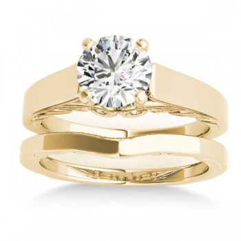 Bridal Antique Solitaire Bridal Set 14k Yellow Gold