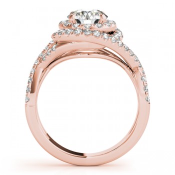 Infinity Twist Diamond Halo Engagement Ring 14k Rose Gold (1.63ct)