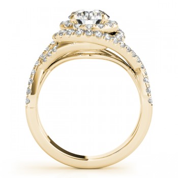 Infinity Twist Diamond Halo Engagement Ring 14k Yellow Gold (1.63ct)