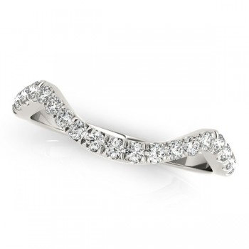 Curved Semi-Eternity Diamond Wedding Band 14k White Gold (0.20ct)