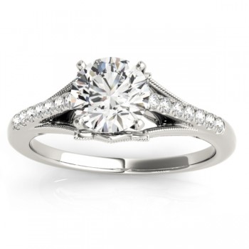 Diamond Accented Engagement Ring Setting 14k White Gold (0.11ct)