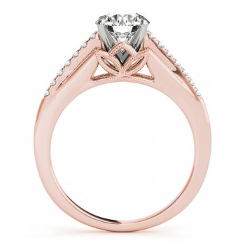 Diamond Accented  Engagement Ring Setting 18k Rose Gold (0.11ct)