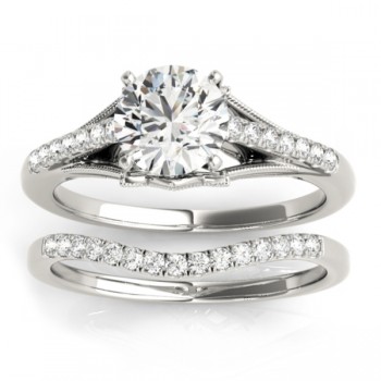 Diamond Accented Bridal Set Setting 14k White Gold (0.20ct)