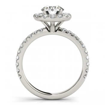 French Pave Halo Diamond Engagement Ring Setting Platinum 2.50ct