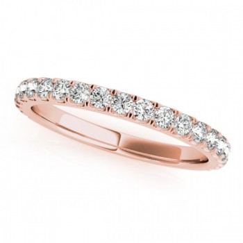 French Pave Diamond Ring Wedding Band 18k Rose Gold (0.45ct)