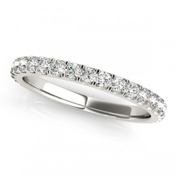 French Pave Diamond Ring Wedding Band 18k White Gold (0.45ct)