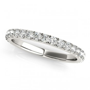 French Pave Lab Grown Diamond Ring Wedding Band 14k White Gold (0.45ct)