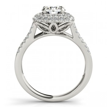 Split Shank Square Halo Diamond Engagement Ring 14k White Gold 2.00ct