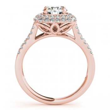 Split Shank Square Halo Diamond Bridal Set in 14k Rose Gold (2.17ct)