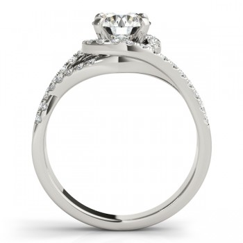 Twisted Three Row Halo Engagement Ring Platinum 1.00ct