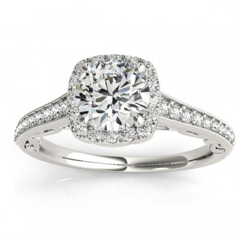 Diamond Antique Style Halo Bridal Set 18k White Gold (0.52ct)