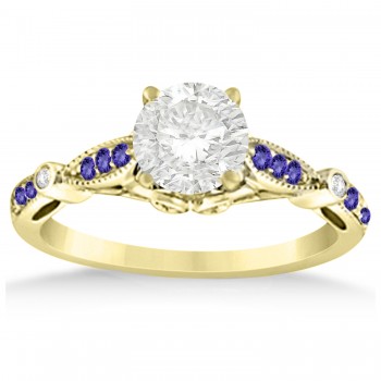 Marquise & Dot Tanzanite Vintage Engagement Ring 14k Yellow Gold 0.13ct