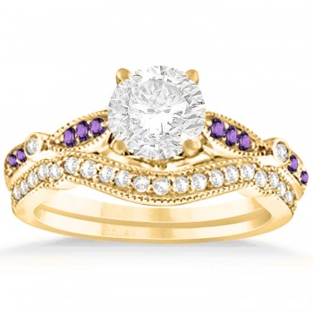 Marquise & Dot Amethyst Vintage Bridal Set in 14k Yellow Gold (0.29ct)