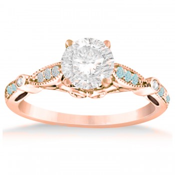 Marquise & Dot Aquamarine Vintage Bridal Set in 14k Rose Gold (0.29ct)