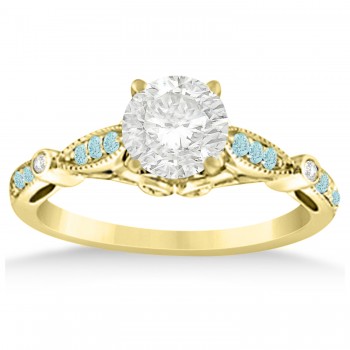 Marquise & Dot Aquamarine Vintage Bridal Set in 14k Yellow Gold (0.29ct)