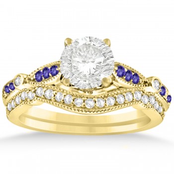 Marquise & Dot Tanzanite Vintage Bridal Set in 14k Yellow Gold (0.29ct)