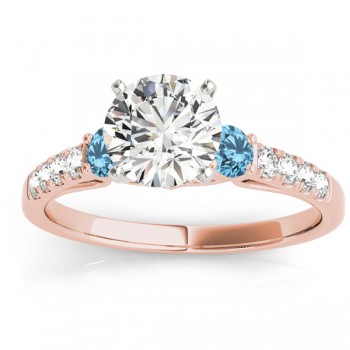 Diamond &  Blue Topaz Three Stone Engagement Ring 18k Rose Gold (0.43ct)