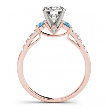 Diamond &  Blue Topaz Three Stone Engagement Ring 18k Rose Gold (0.43ct)