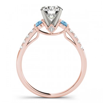 Diamond &  Blue Topaz Three Stone Engagement Ring 18k Rose Gold (0.43ct)