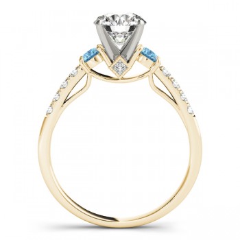 Diamond &  Blue Topaz Three Stone Engagement Ring 18k Yellow Gold (0.43ct)