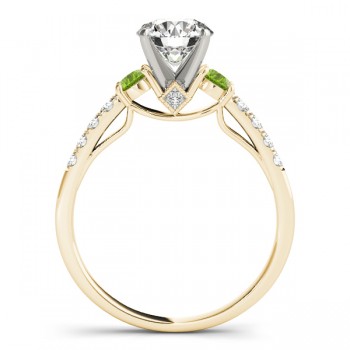 Diamond & Peridot Three Stone Engagement Ring 14k Yellow Gold (0.43ct)