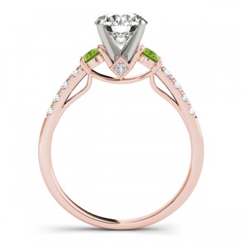 Diamond & Peridot Three Stone Engagement Ring 18k Rose Gold (0.43ct)
