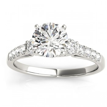 Diamond Three Stone Bridal Set Ring 14k White Gold (0.55ct)