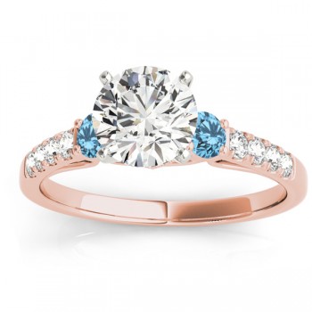 Diamond &  Blue Topaz Three Stone Bridal Set Ring 18k Rose Gold (0.55ct)