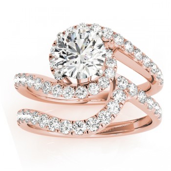 Diamond Twisted Swirl Bridal Set Setting 14k Rose Gold (0.62ct)