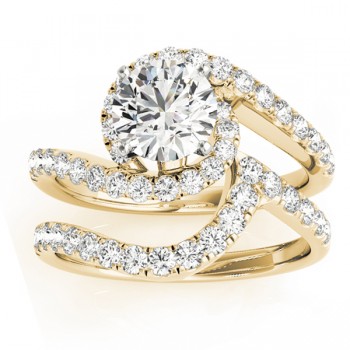 Diamond Twisted Swirl Bridal Set Setting 14k Yellow Gold (0.62ct)