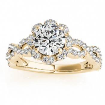 Twisted Halo Lab Grown Diamond Flower Engagement Ring Setting 14k Y. Gold 0.63ct