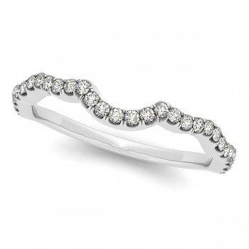 Semi Eternity Contour Diamond Wedding Ring in 18k White Gold 0.20ct