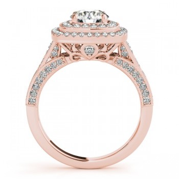 Square Double Halo Lab Grown Diamond Engagement Ring 14k Rose Gold 2.00ct